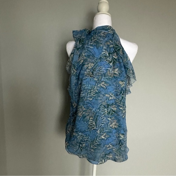 Veronica Beard Dali Silk Light Blue Floral Halter Top Blouse. Size 8. Like New. - Picture 4 of 8